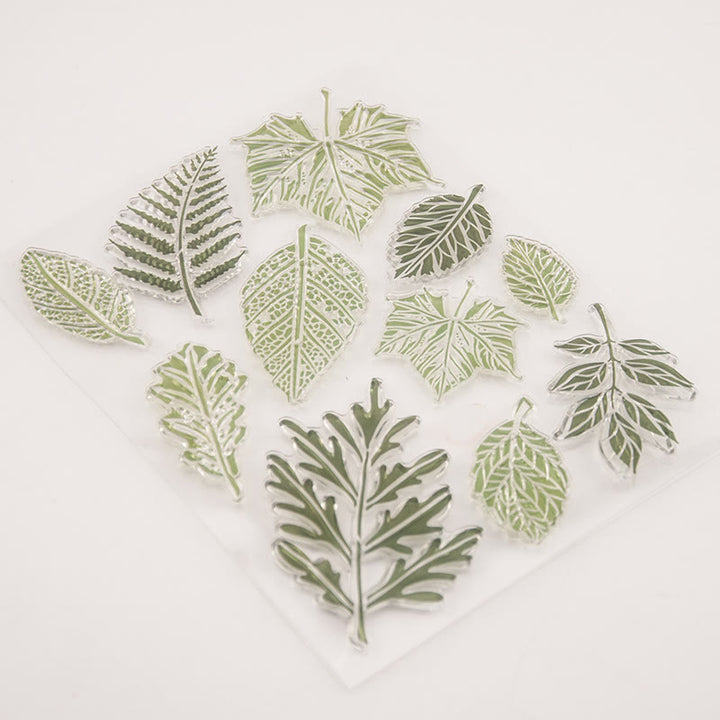 Clear Green Tree Leaf Stamps Plant Silicone Seal Rubber Stamps