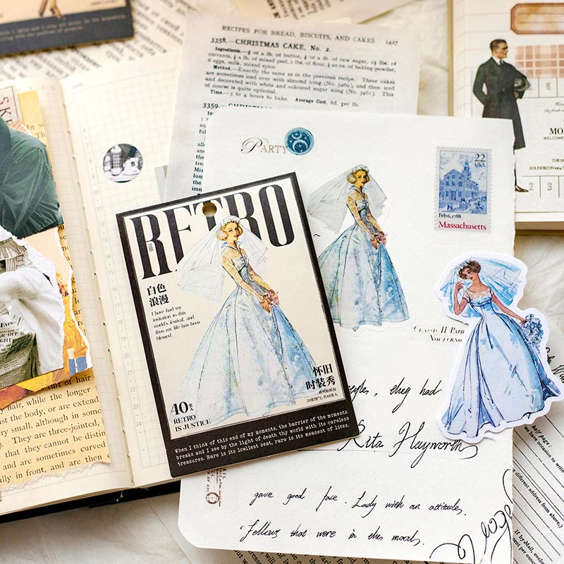 Nostalgic Fashion Show Stickers Vintage Characters Journal Decor