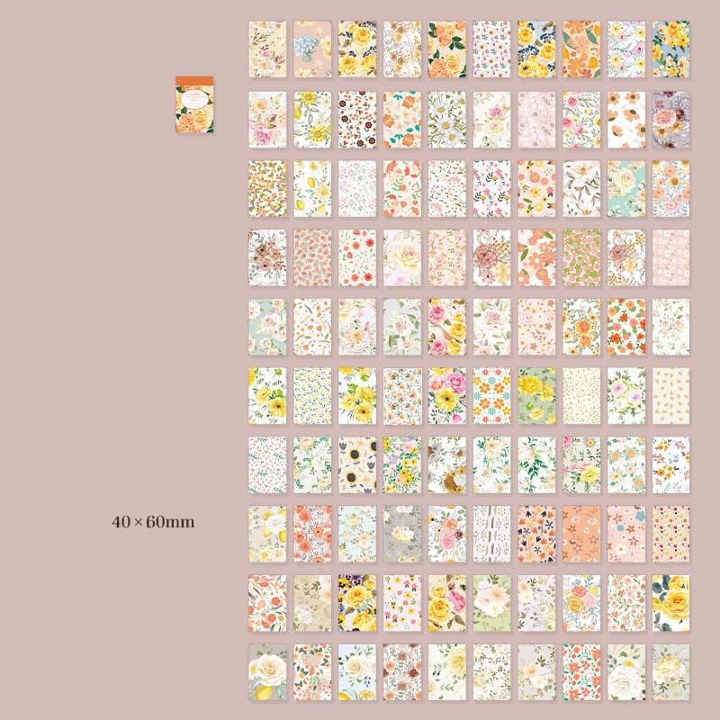 Flowers on Paper Series 100Pcs Flowers Butterfly Washi Paper Stickers Book