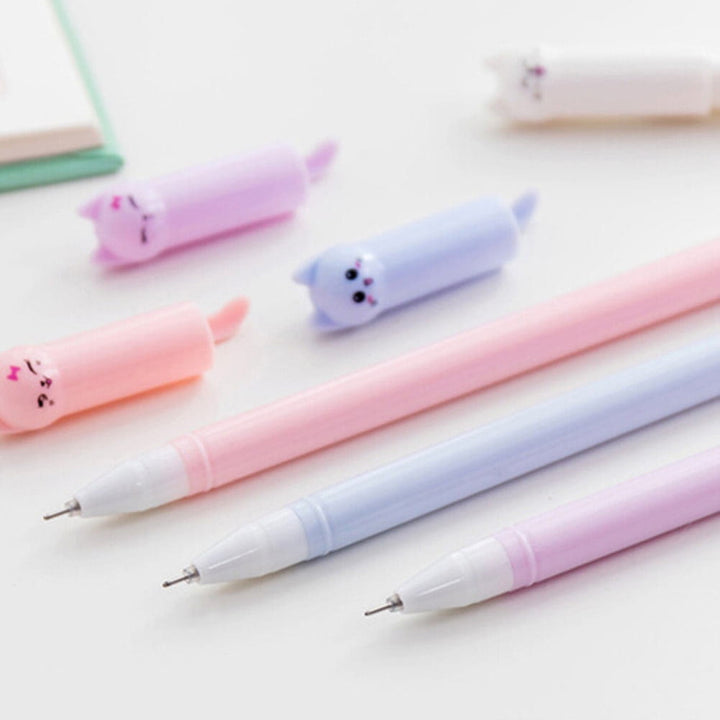 0.5mm Black Ink Tip Pens Cute Cat Pattern For Students