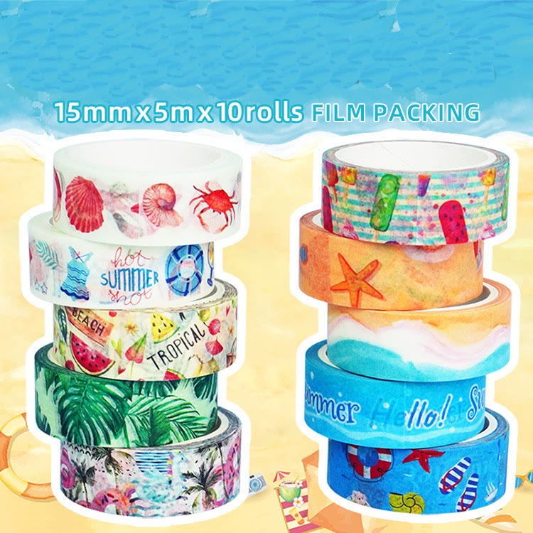 10 Rolls Summer Beach Series Washi Tape Set Scrapbook Tape