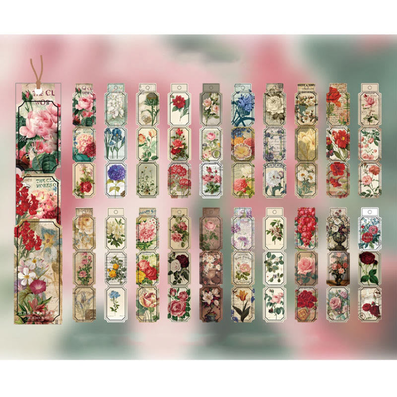 Sicilian Rose Series Postage Stamp Shaped Washi Sticker 8 Styles Floral Plant Theme