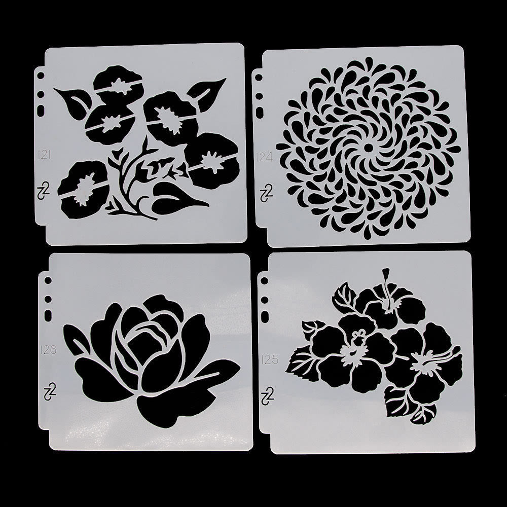 Flower Stencils for Painting 9Pcs Reusable Stencil Craft Drawing Templates