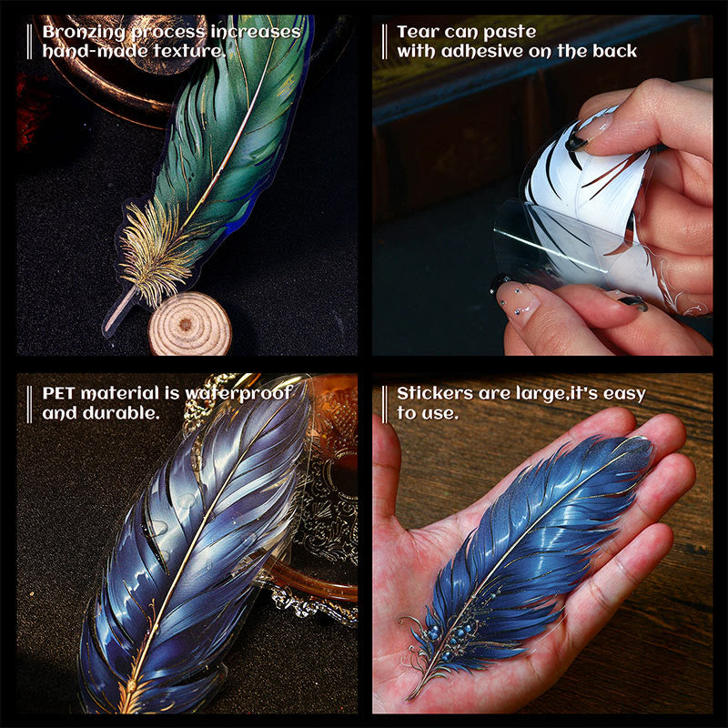 Ancient Forest Feather Series Sticker For Diy Journal Decor