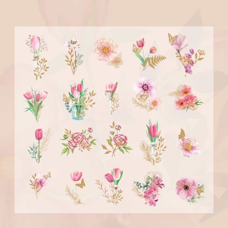 40pcs Peach Blossom Series Sticker For DIY Journal Decor