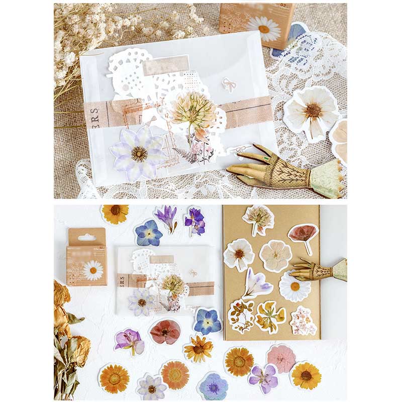 46pcs Flowers Write Poems Series Sticker For DIY Journal Decor