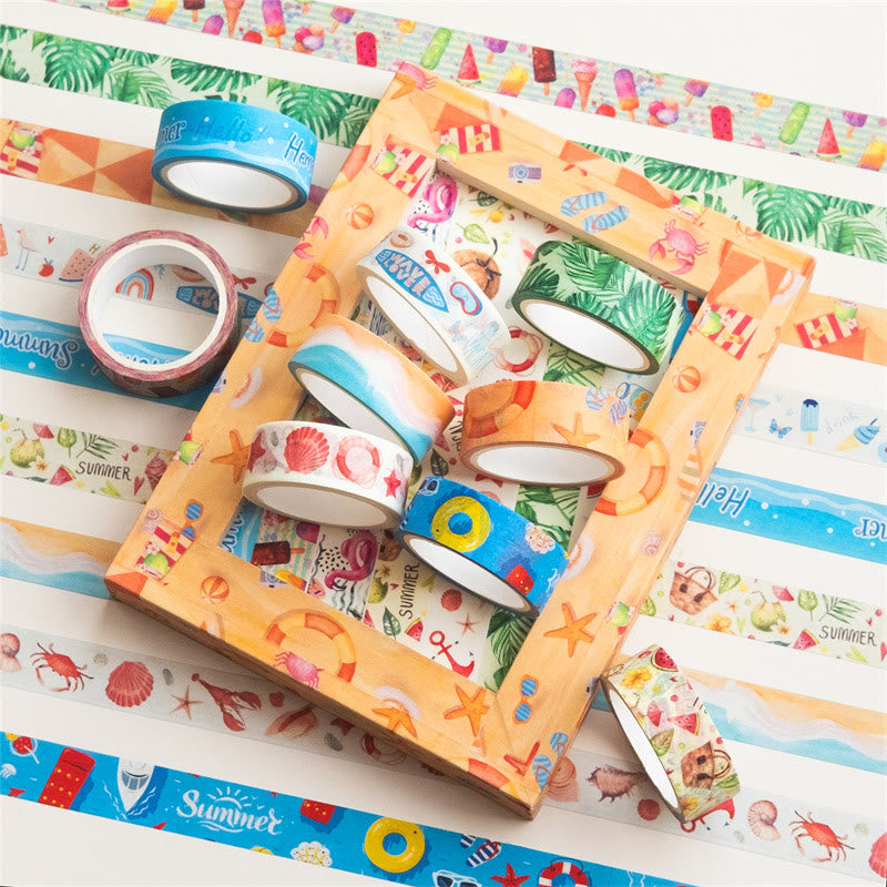 10 Rolls Summer Beach Series Washi Tape Set Scrapbook Tape