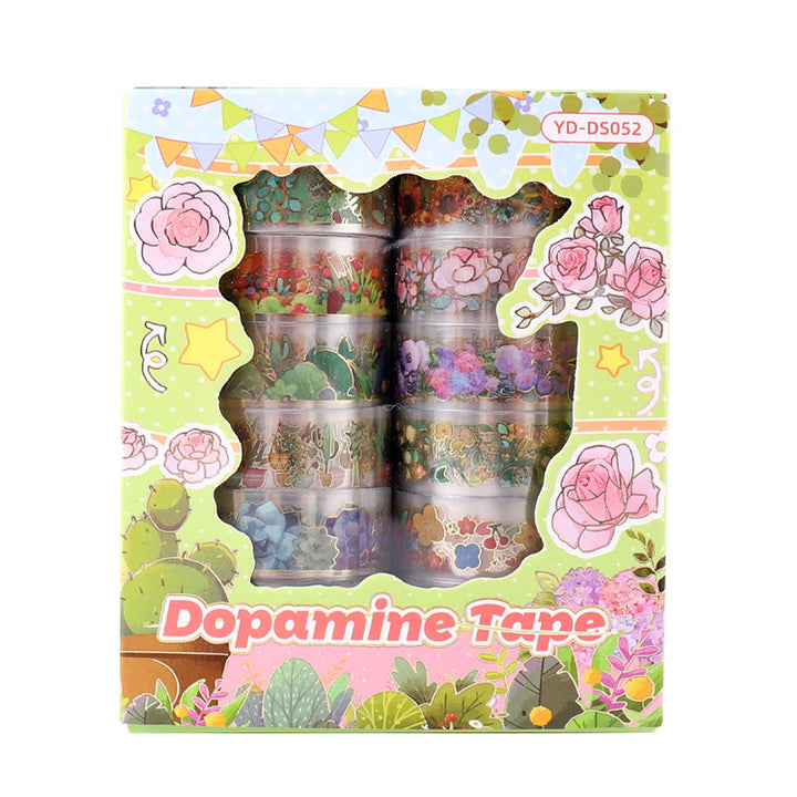 12 Rolls Plants Series PET Tape Set Decorative Scrapbook Tape