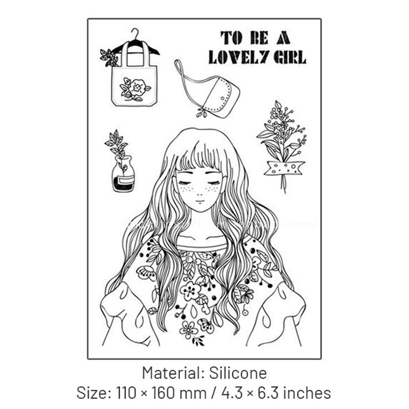 Clear Black Stamps Cute Girls Silicone Seal Rubber Stamps