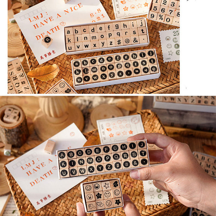 Typewriter Emoji Numbers Series Wooden Rubber Stamps Sets