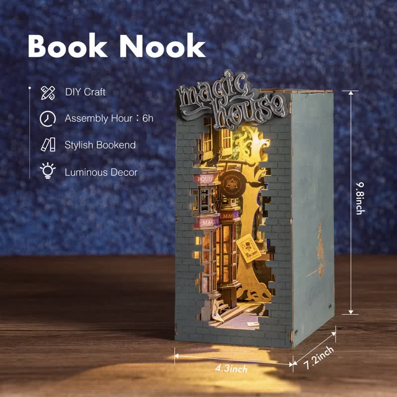 Magic House DIY Book Nook Miniature Kit 3D Wooden Puzzle for Decoration