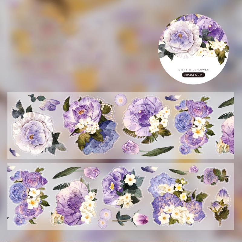 Fog Wildflower Curtain Series PET Tape Decorative Scrapbook Tape