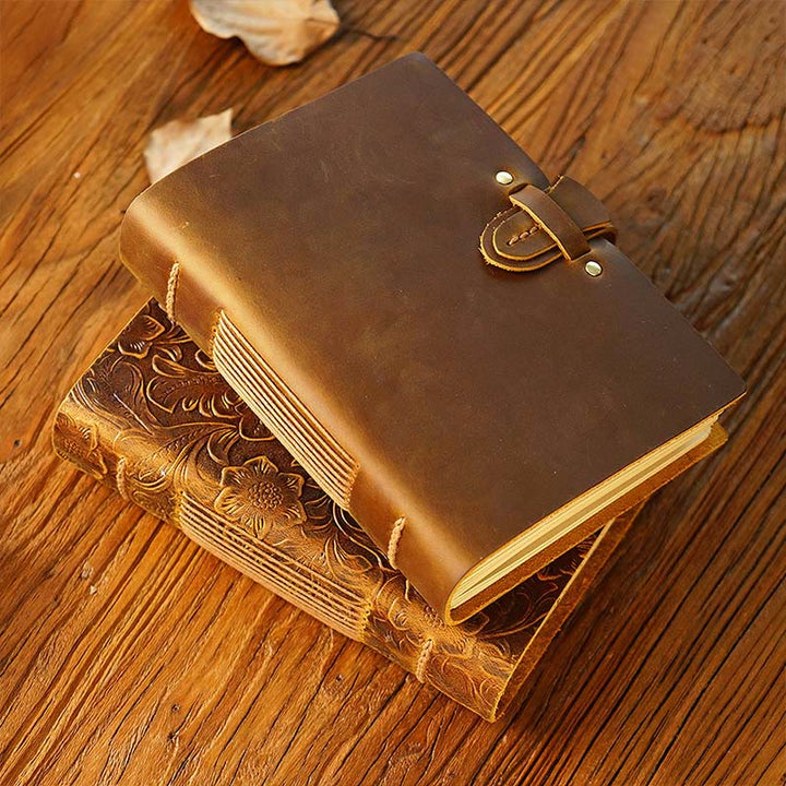 Retro Brown Genuine Leather Cover Notebook For Daily Record