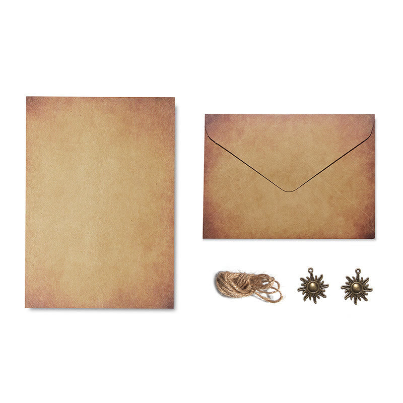 Kraft Paper Letter Envelopes Set With Small Pendant Decor