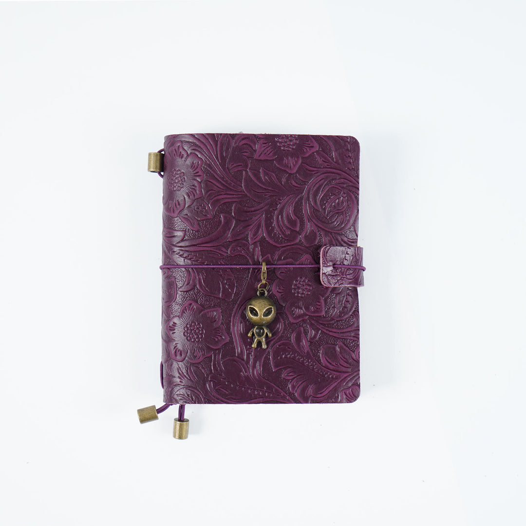 Vintage Engraved Leather Cover Notebook For Travel Daily Record