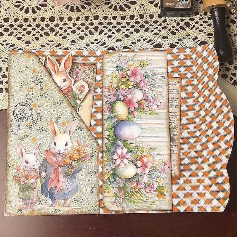 Retro Bunny Theme Storage Book Materials Set DIY Journaling Supplies