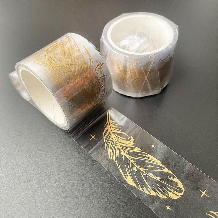 Golden Stamping Clear PET Tape Butterfly Feather Pinecone Star Ginkgo Leaf