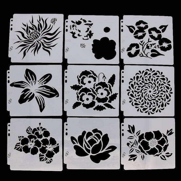 Flower Stencils for Painting 9Pcs Reusable Stencil Craft Drawing Templates