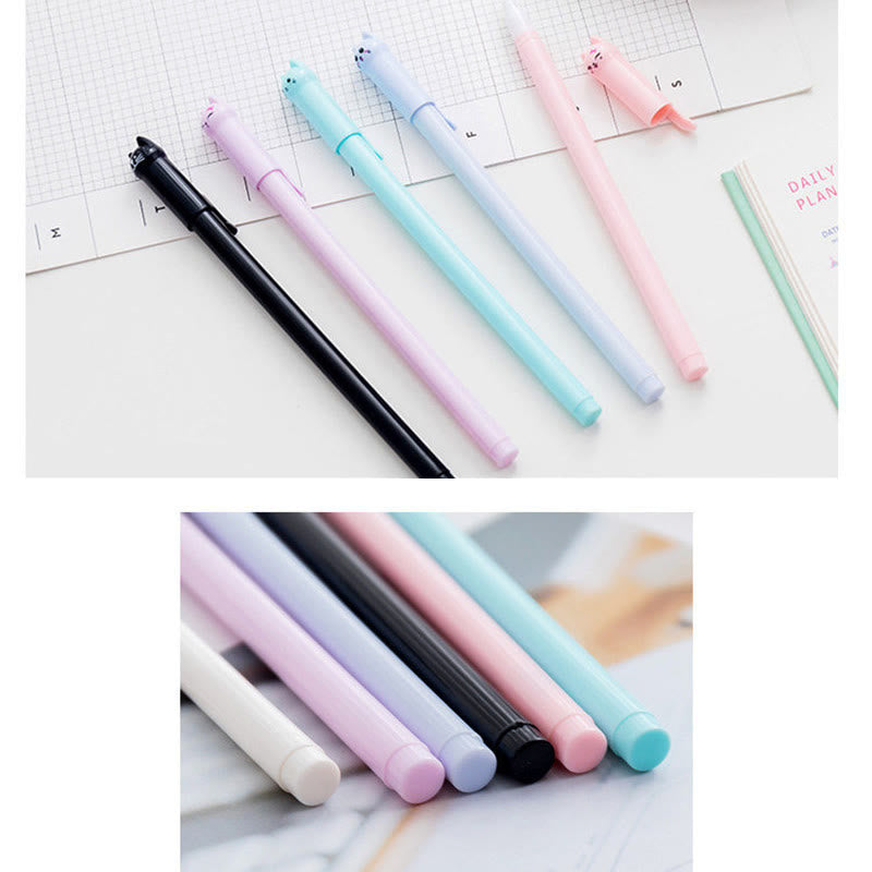 0.5mm Black Ink Tip Pens Cute Cat Pattern For Students