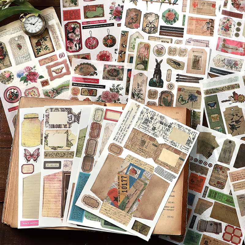 10pcs Vintage Manual Series Materials Set DIY Journaling Supplies