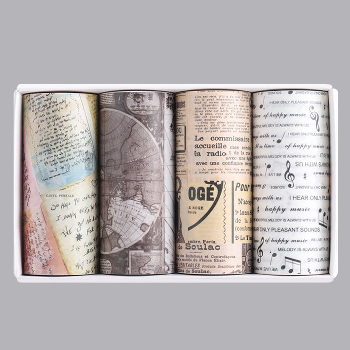 4 Rolls Vintage Newspaper Series Washi Tape Decorative Scrapbook Tape