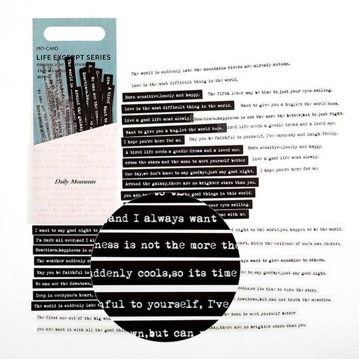 Long Stripe Life Excerpt Series Sticker For Journal Decor