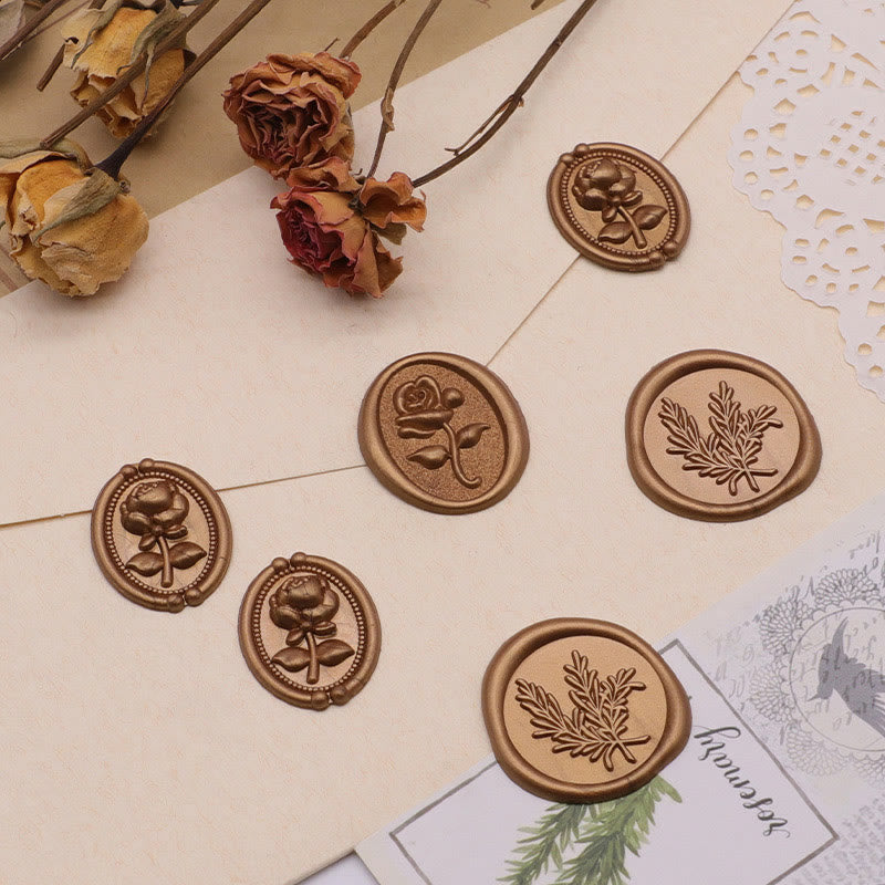 10pcs Elegant Rose Wax Seal Stamp Sticker For Envelope