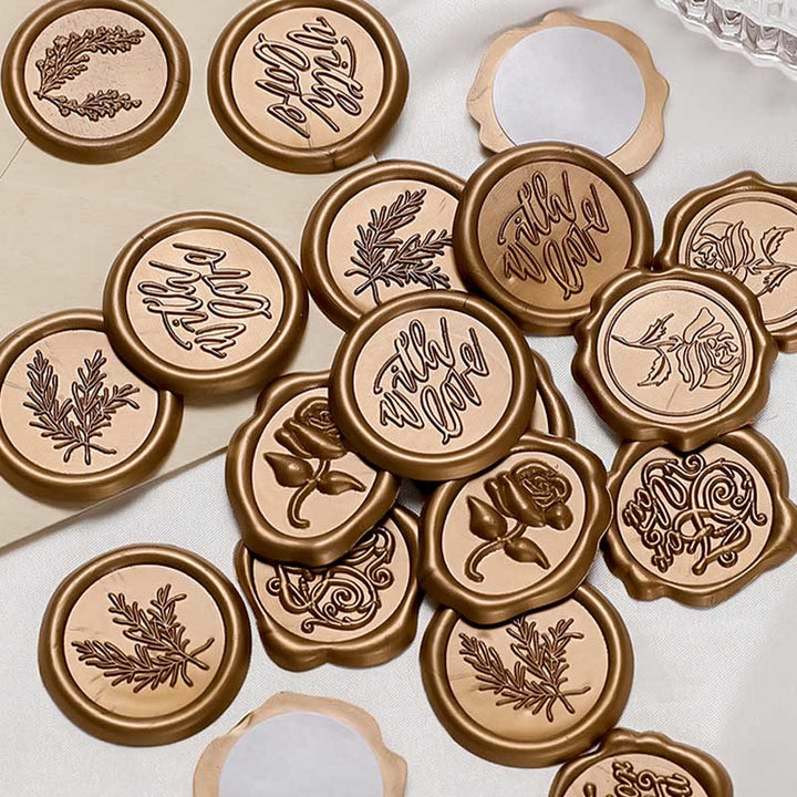 10pcs Rose Adhesive Wax Seal Stamp Sticker For Envelope Gift