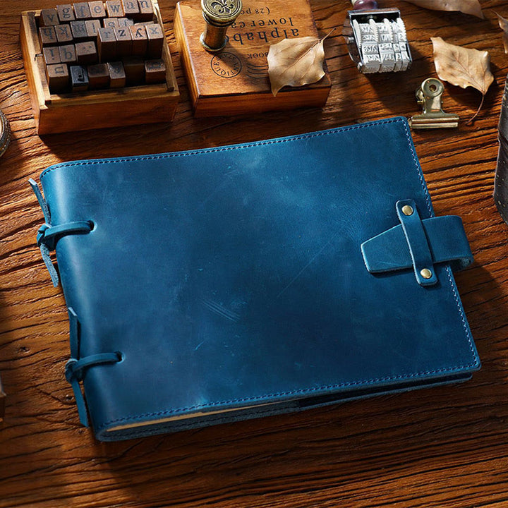 Horizontal Classic Genuine Leather Cover Notebook For Daily Record