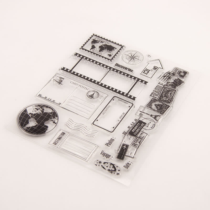 Clear Black Stamps World Travel Silicone Seal Rubber Stamps