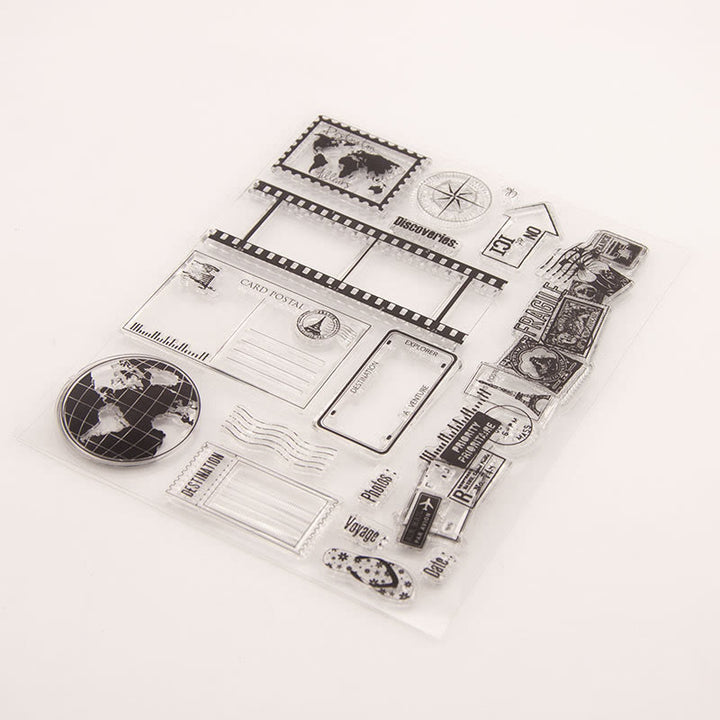 Clear Black Stamps World Travel Silicone Seal Rubber Stamps