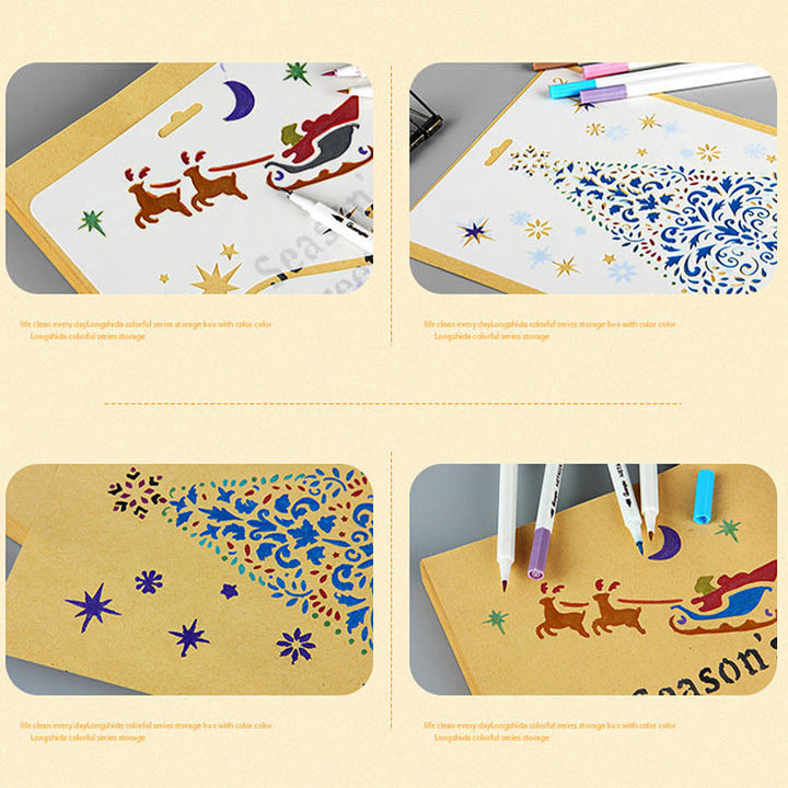 Christmas Painting Template Hollow Out Drawing Board For Kids DIY