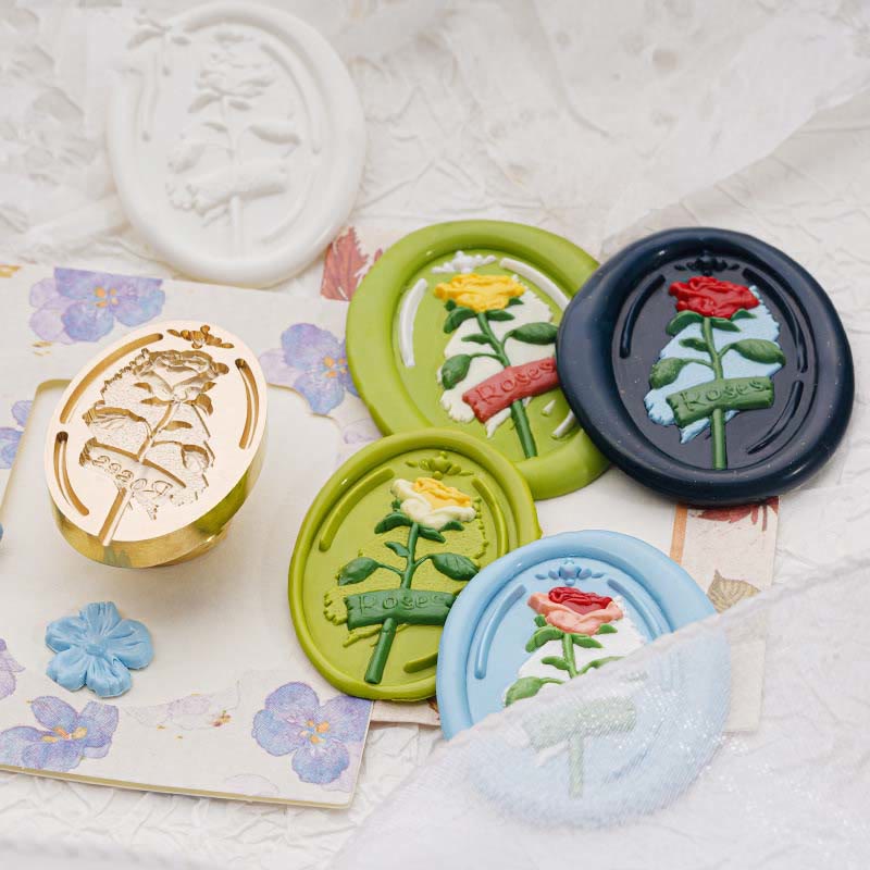 3D Embossed Spring Rose Series Seal Wax Stamp Head