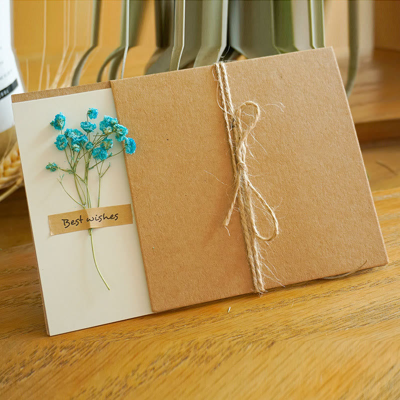 Vintage Kraft Paper Festival Greeting Card With Eternal Flower