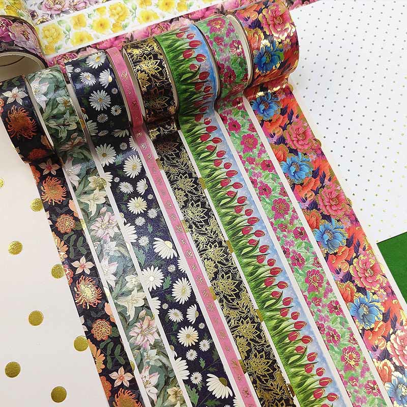 Flower Series Hot Stamping Washi Tape For DIY Scrapbook Decor