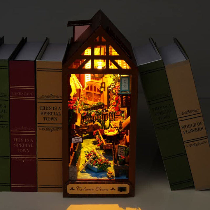 Colmar Town DIY Book Nook Miniature Kit 3D Wooden Puzzle for Decoration