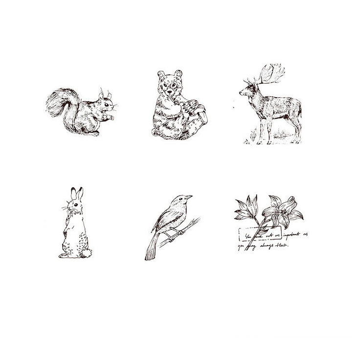 Wooden Forest Animals Series Rubber Stamps Journal Diary Scrapbook DIY Tool