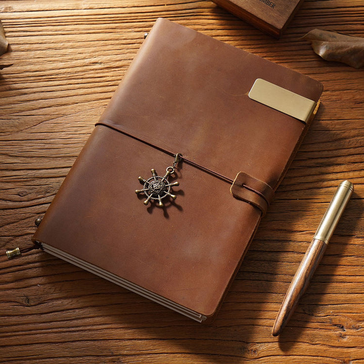 Vintage Leather Cover Notebook With Lashing Design For Business