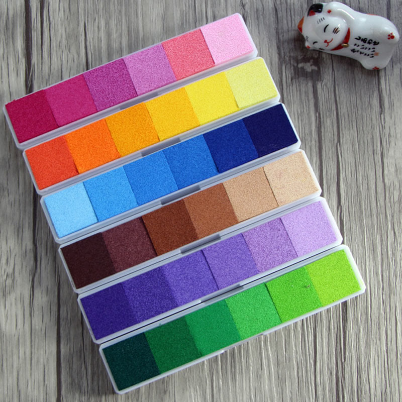 Colourful Gradient Color Ink Pad 6 Candy Color Strip Finger Print Ink Pad