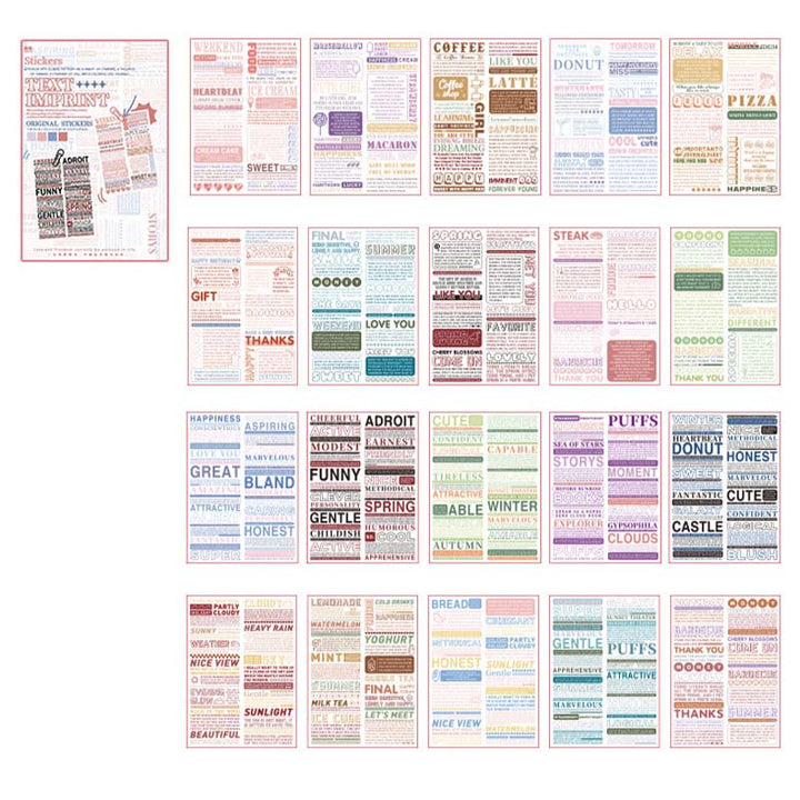 Text Collection Series Sticker Book For DIY Journal Decor