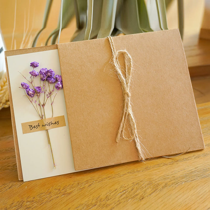 Vintage Kraft Paper Festival Greeting Card With Eternal Flower