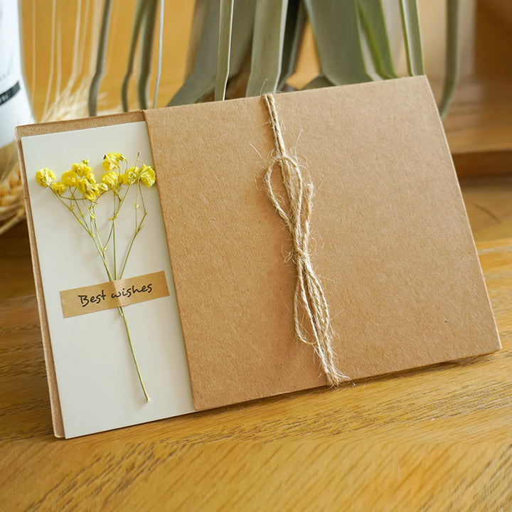 Vintage Kraft Paper Festival Greeting Card With Eternal Flower