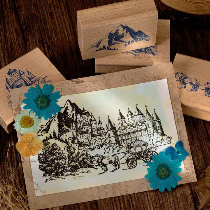 Starry Night Castle Stacking Mountain Rubber Stamps 8 Styles DIY Seal