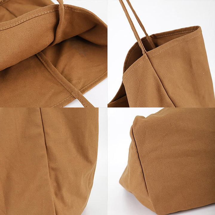 Minimalist Shopping Tote For Women Plain Color Canvas Shoulder Bag