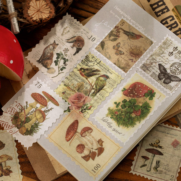 60pcs Vintage Stamp Series Sticker For DIY Journal Decor