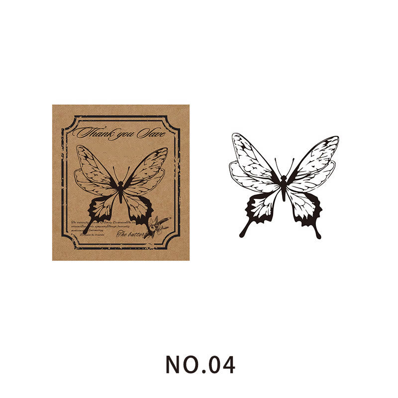 9 Styles Butterfly Theme Wood Rubber Stamps Journal Diary Decoration