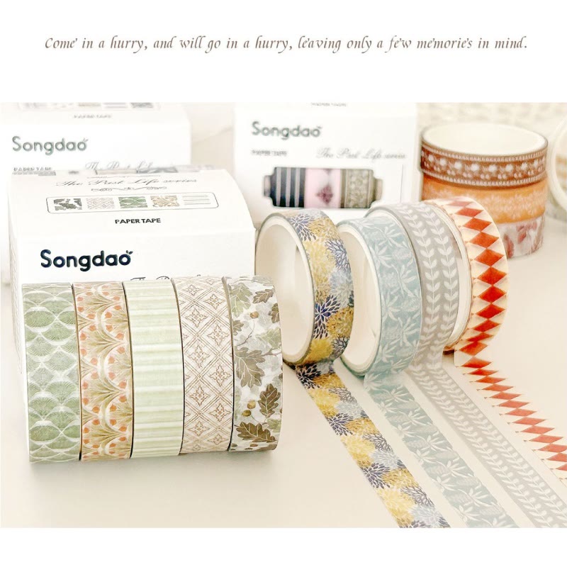 5 Rolls Passing Time Series Washi Tape Set Scrapbook Tape