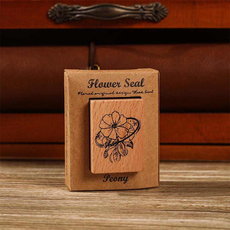 Flower Seal Wooden Rubber Stamps 8 Style Floral Decorative Rubber Stamp