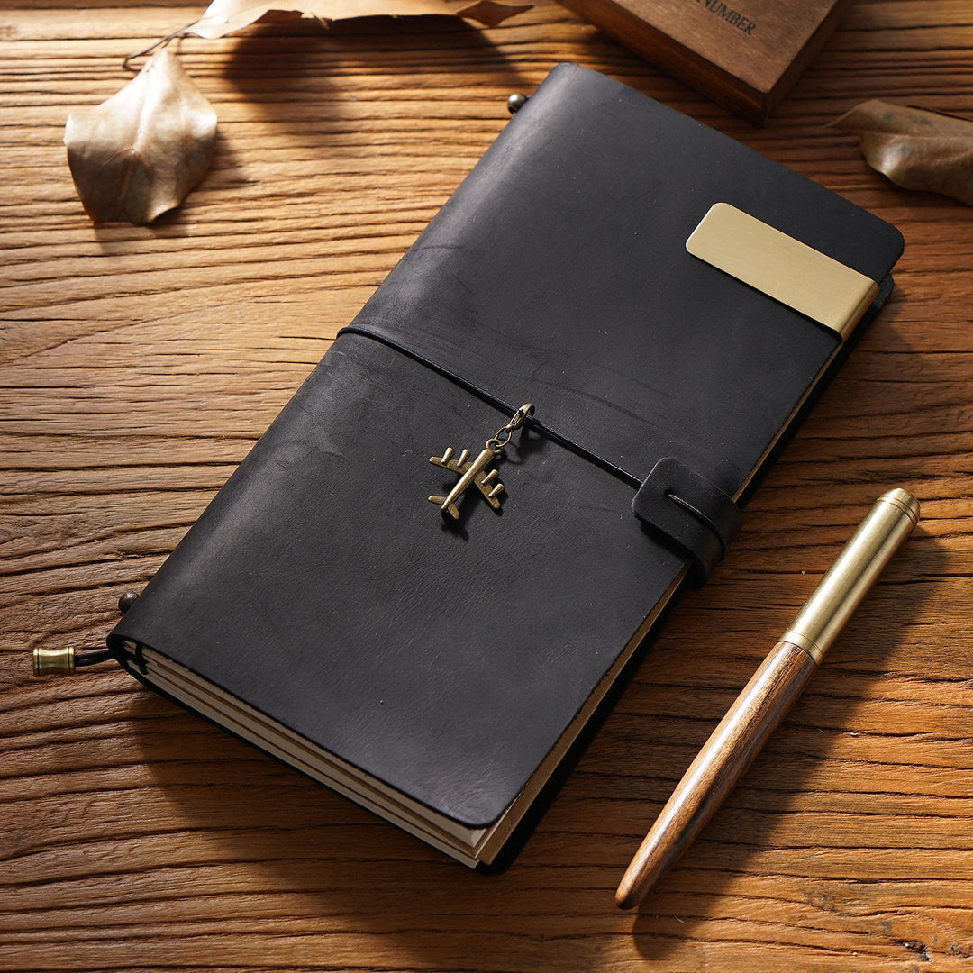 Vintage Leather Cover Notebook With Lashing Design For Business