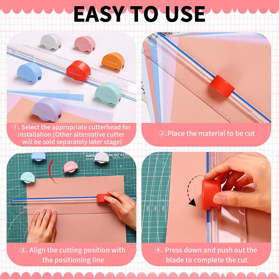 Paper Cutter Cutting Mat Paper Trimmer with 7 Type of Cutting Blade Portable Scrapbooking Tool with Side Ruler